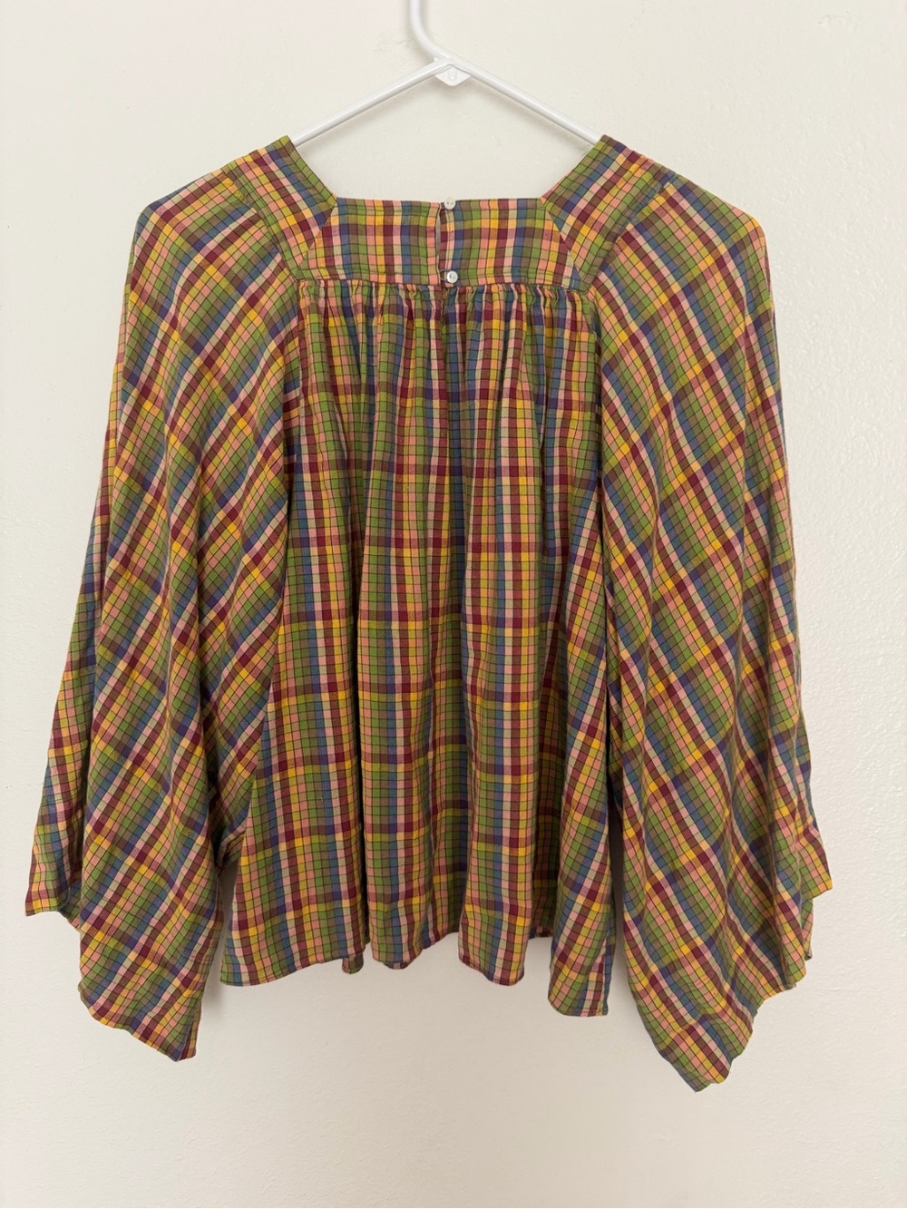 Doen capo top Plaid Peasant Blouse - Multicolor
